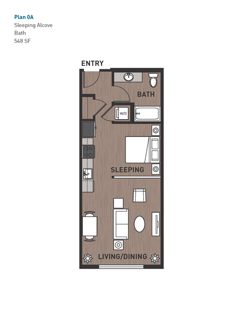Studio 1 bath H at Ravello Apartments, Redmond, Washington